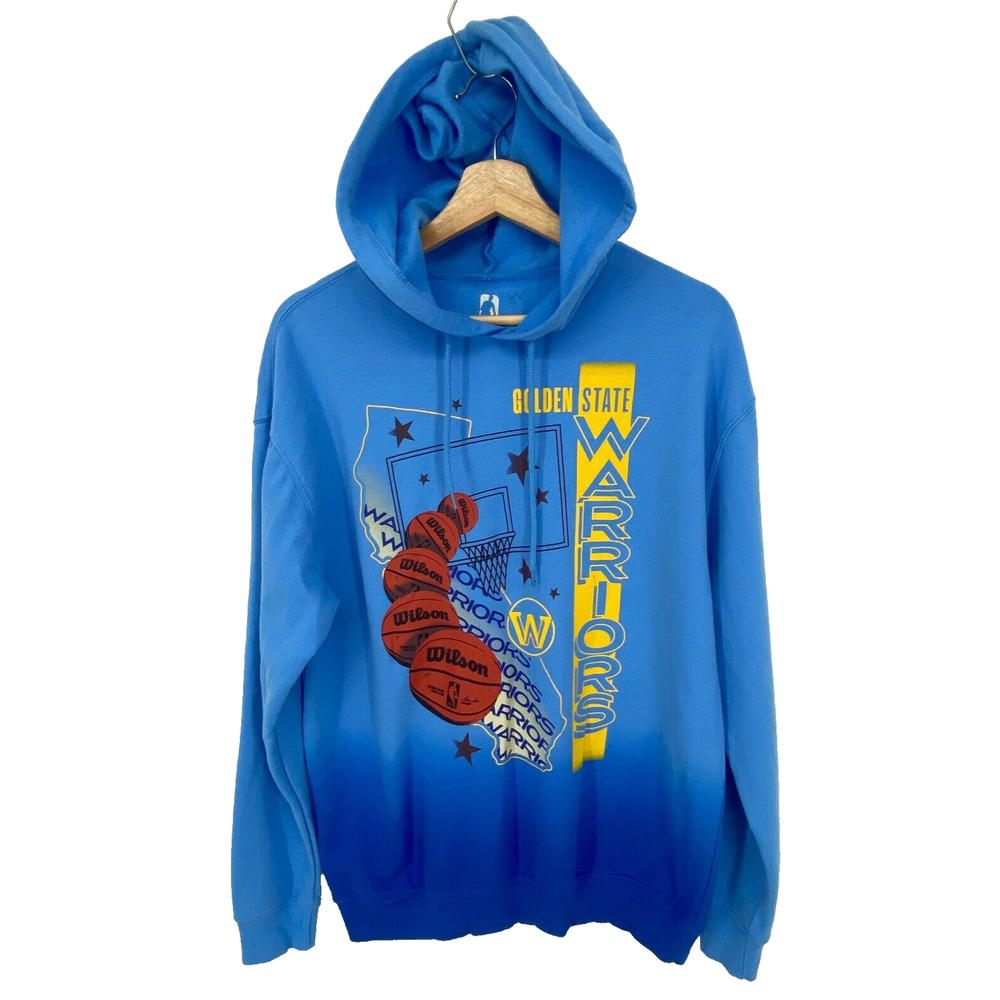 Womens MED NBA Golden State Warriors Blue Graphic Pullover Hoodie Sweatshirt bin